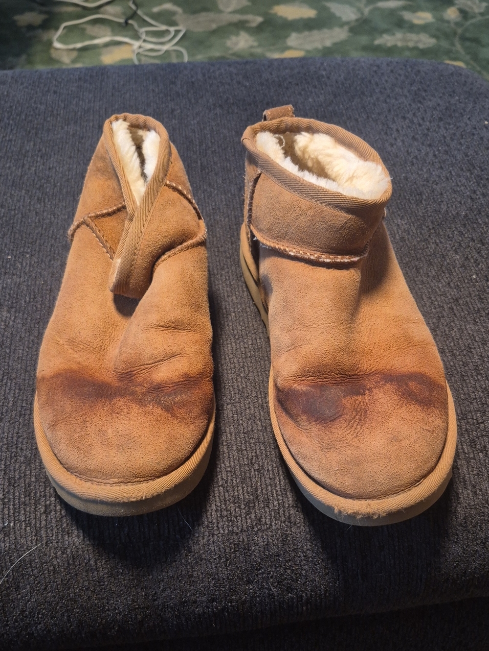 UGG Chestnut Suede Shearling-Lined Slip-On Booties